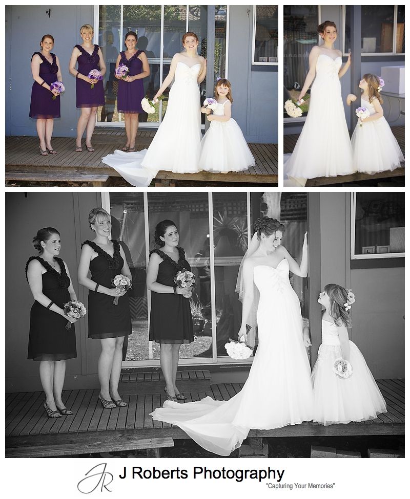 Bride with attendants on verandah of family home in Gladesville - sydney wedding photographer